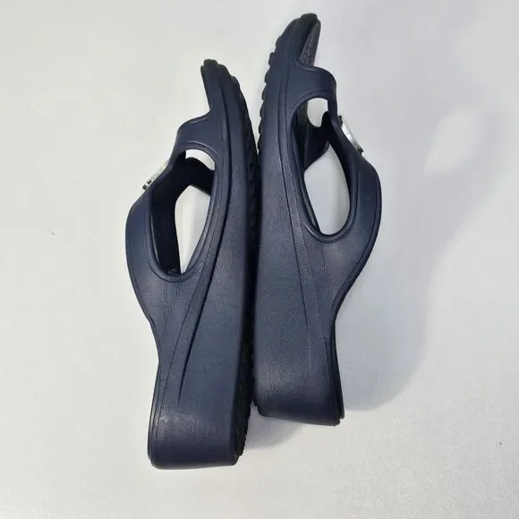 Crocs Sandals Women 9 Sanrah Beveled Circle Wedge Blue Comfort Summer Slides - Picture 8 of 12